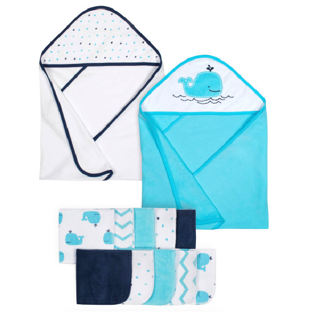 12-Piece Baby Boys Whale Bath Bundle
