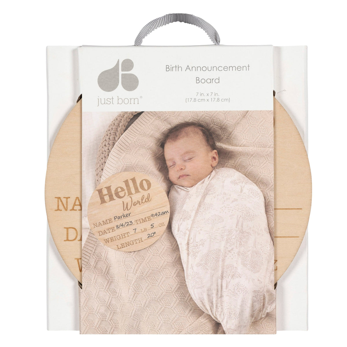 Baby Neutral Brown Wooden Milestone Birth Announcement Board, view 4