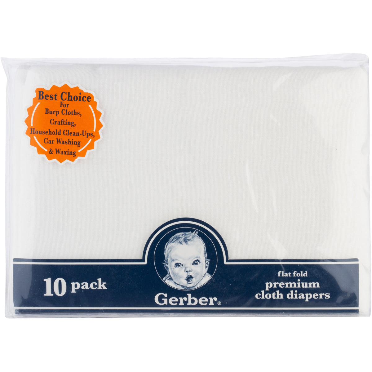 10pk White Gauze Flatfold Cloth Diapers, view 2