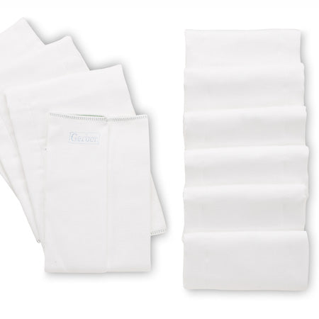 White Prefold Gauze Cloth Diapers with Green Stitching (288 per case)