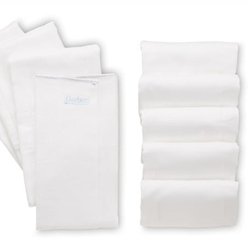 White Prefold Gauze Cloth Diapers w/ Light Blue Stitching (240 per case)