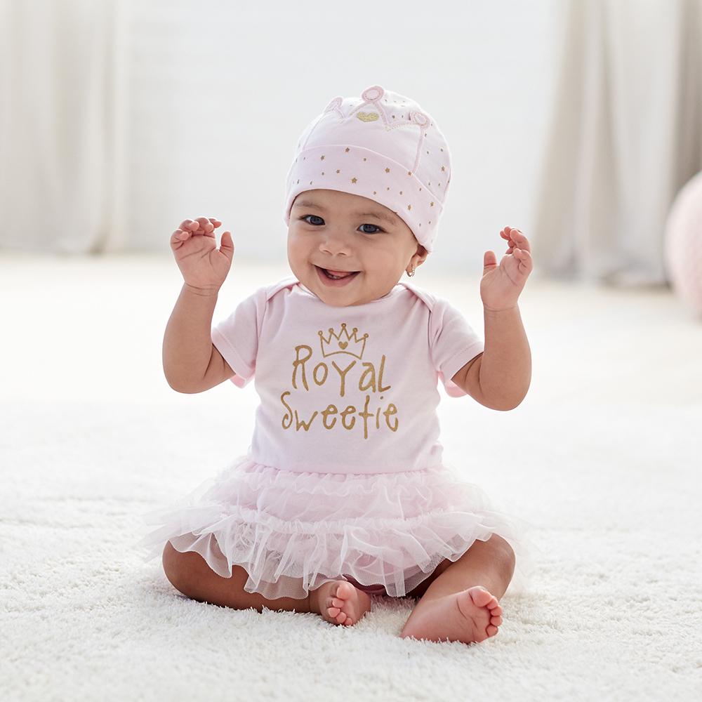 2-Piece Girls Tutu Short Sleeve Onesies Brand Bodysuit & Cap Set, additional view 1, view 5