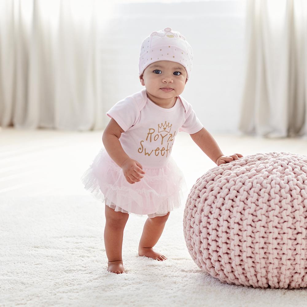 2-Piece Girls Tutu Short Sleeve Onesies Brand Bodysuit & Cap Set, additional view 2, view 4