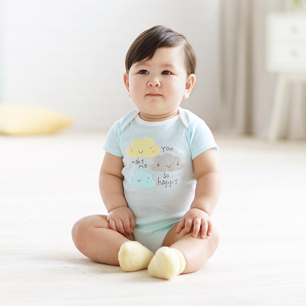 5-Pack Neutral Cloud Short Sleeve Onesies Bodysuits, additional view 2