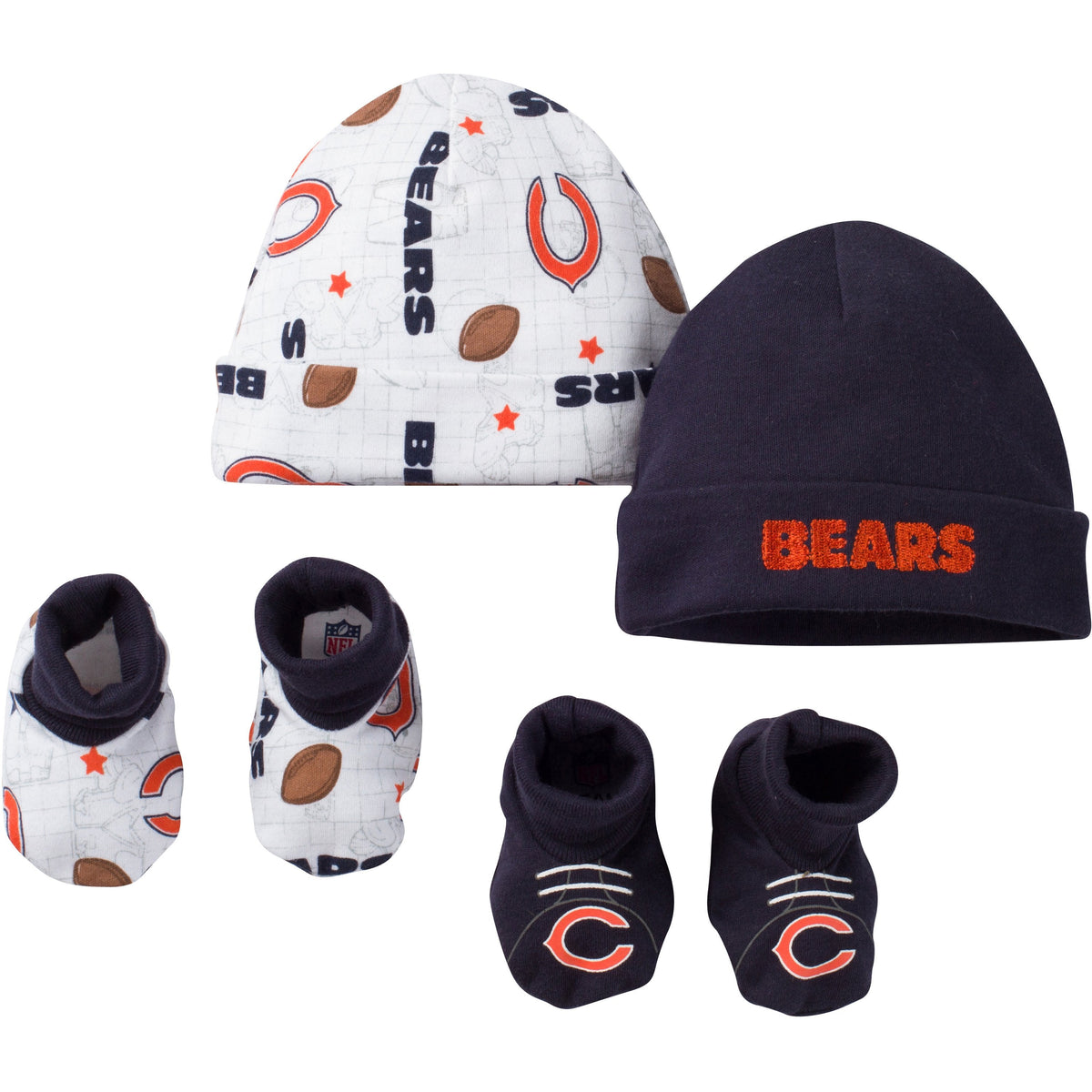 Chicago Bears Baby 4 Piece Cap and Bootie Set