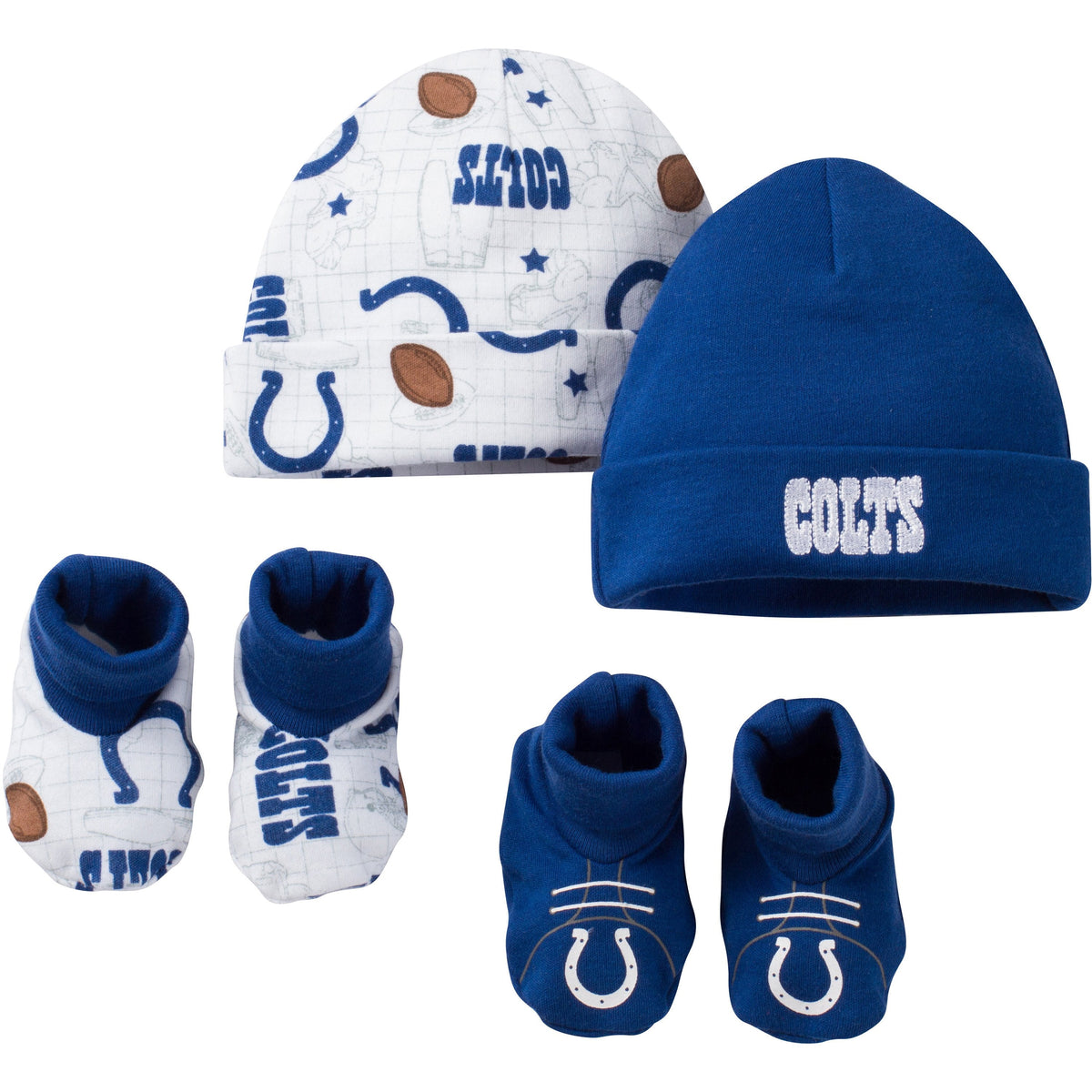Indianapolis Colts Saints Baby 4 Piece Cap and Bootie Set