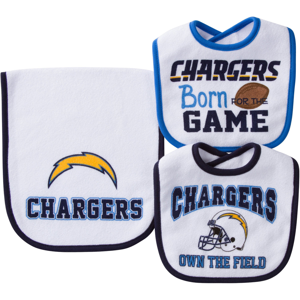 LA Chargers Baby Bib and Burp Cloth Set