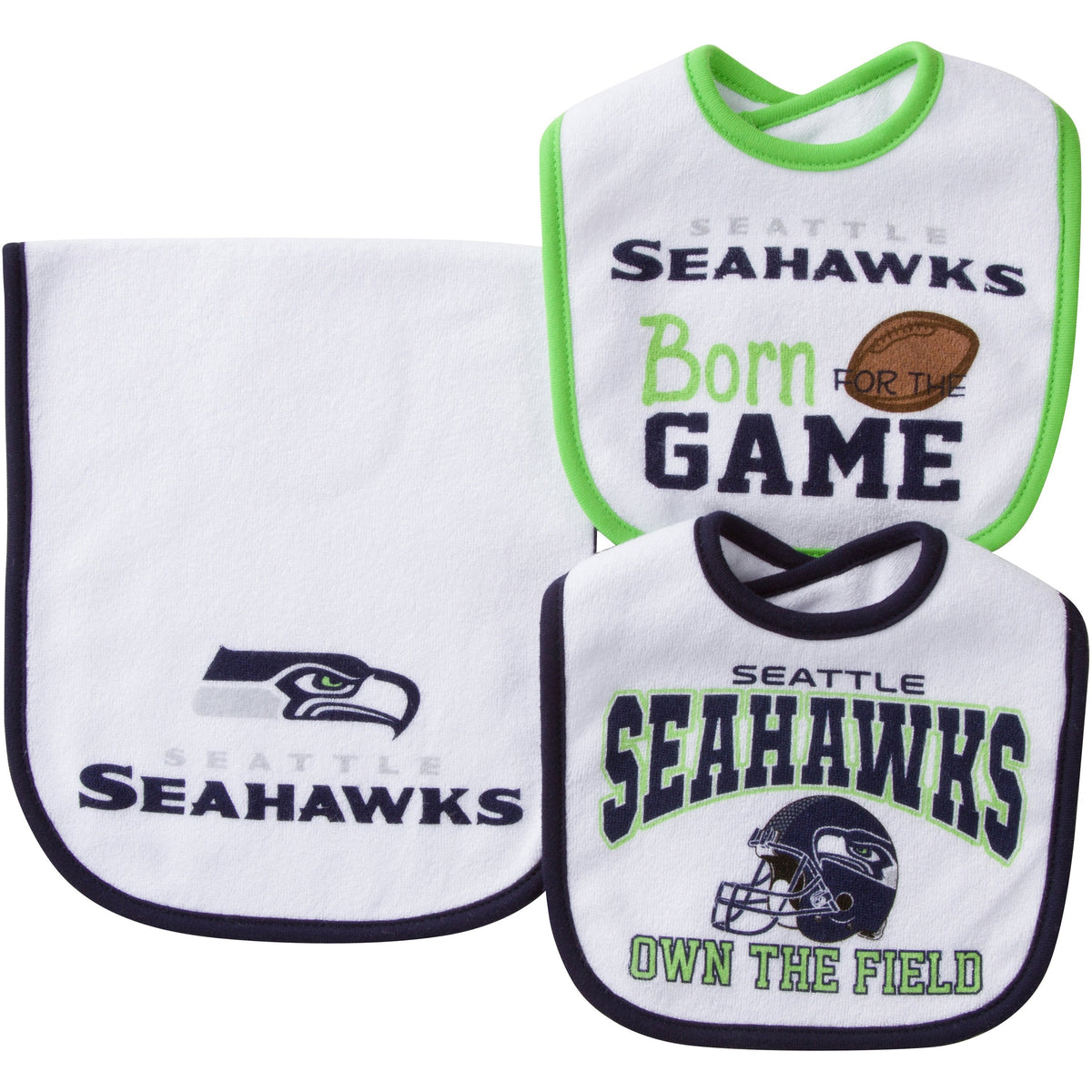 Seattle Seahawks Baby Bib and Burp Cloth Set