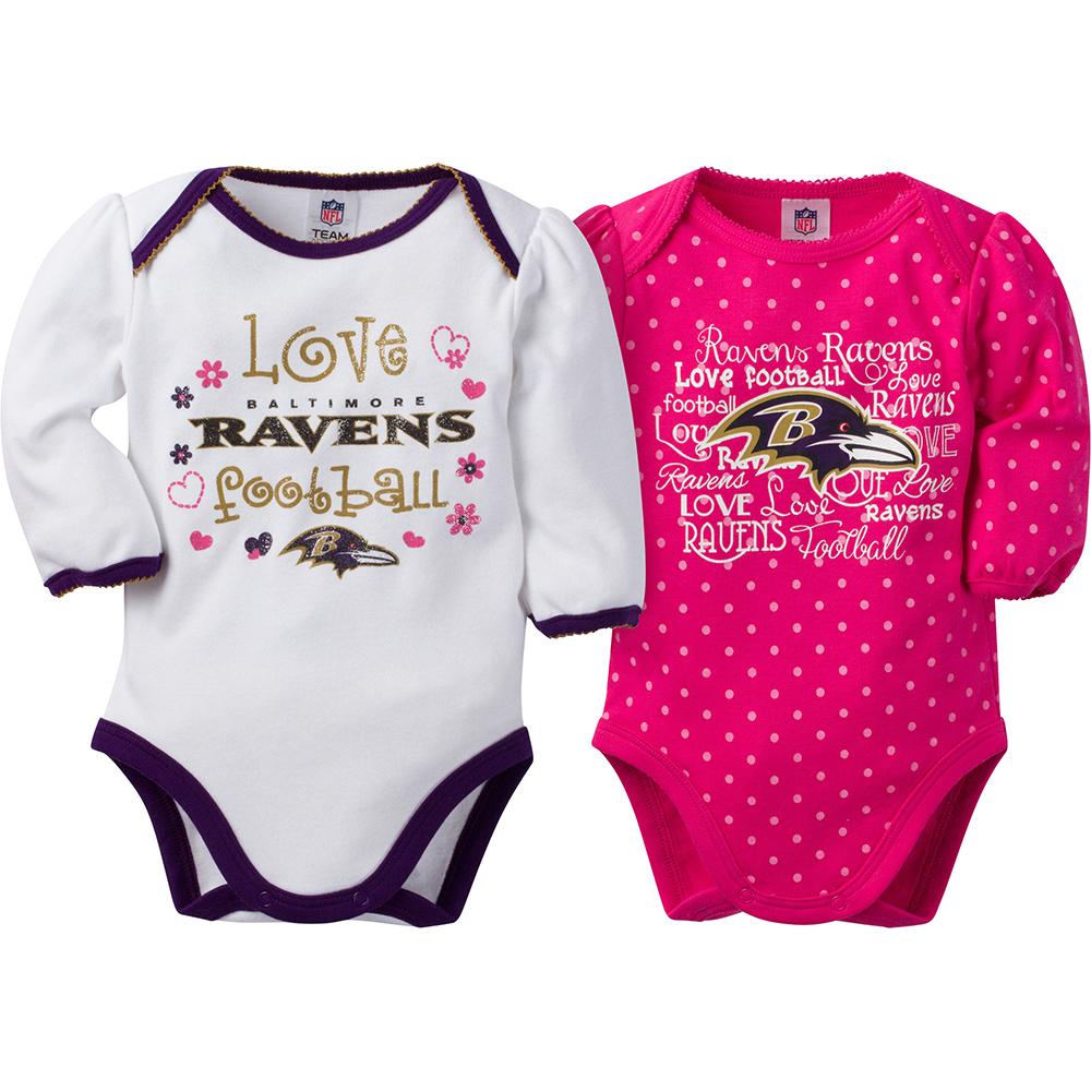Baltimore Ravens Baby Girls 2-Pack Long Sleeve Bodysuit