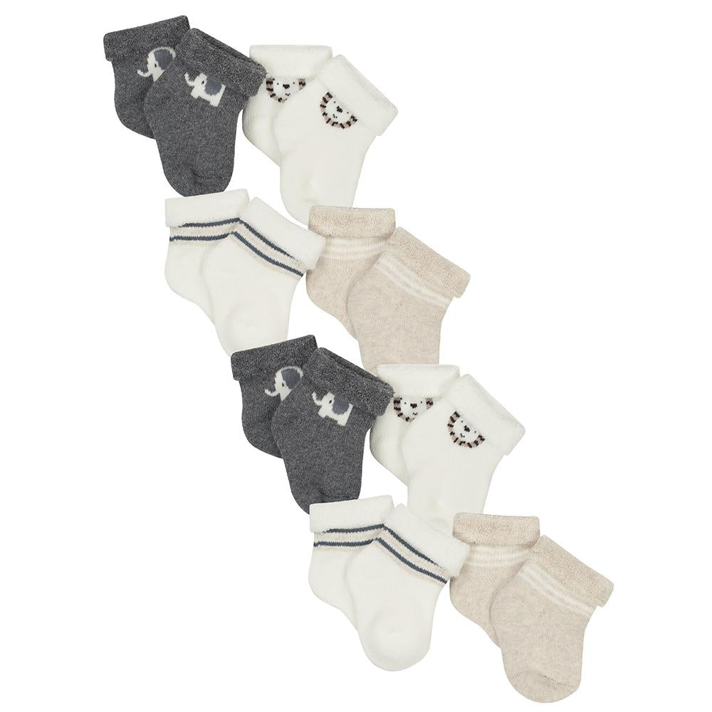8-Pack Boys Safari Organic Terry Wiggle-Proof Socks