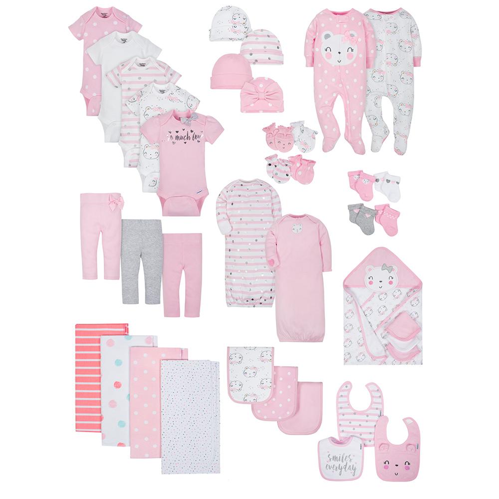 38-Piece Girls Organic Bear Layette Gift Set