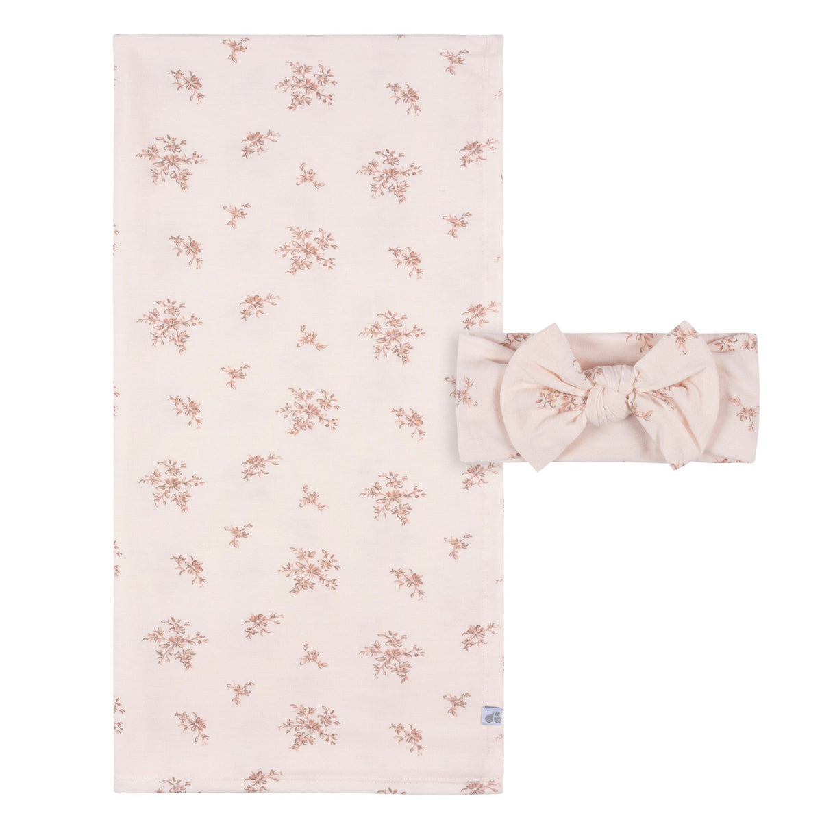 2-Piece Baby Girls Multi Pink Floral Swaddle Blanket & Headband Set