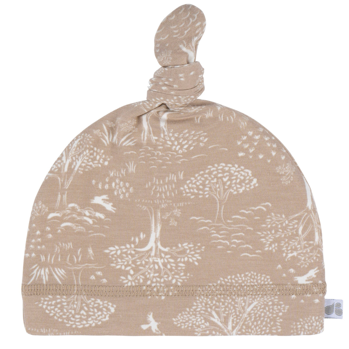 2-Piece Baby Neutral Ivory Tan Forest Swaddle Blanket & Hat Set, view 2