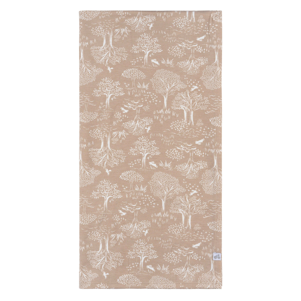 2-Piece Baby Neutral Ivory Tan Forest Swaddle Blanket & Hat Set, view 3