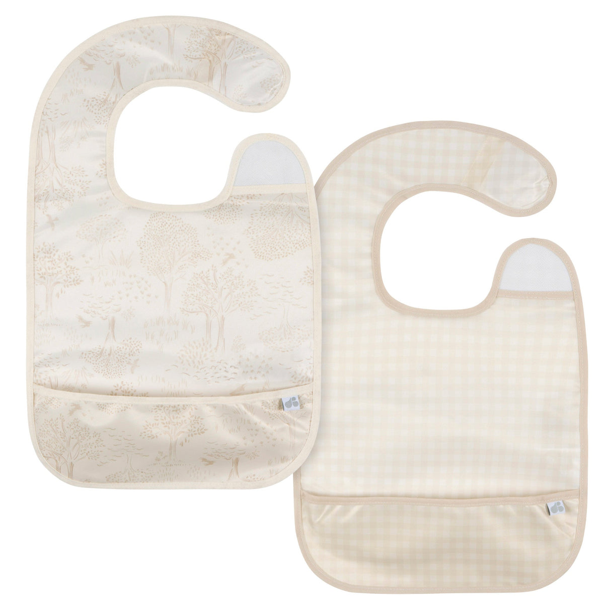 2-Pack Baby Neutral Tan Wipeable Bibs