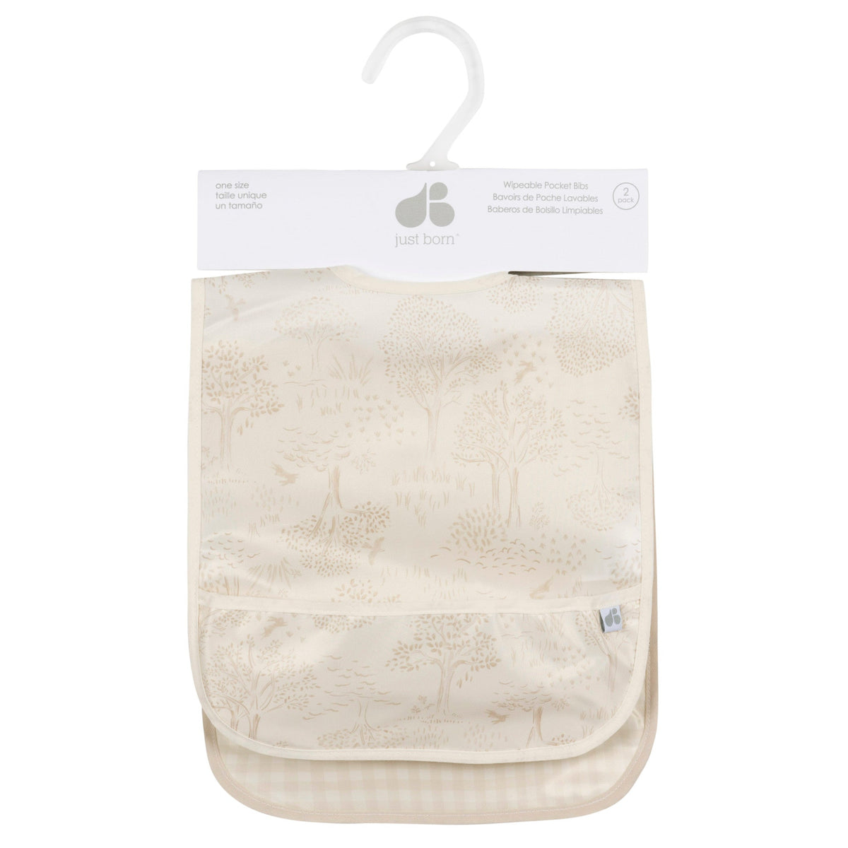 2-Pack Baby Neutral Tan Wipeable Bibs, view 2