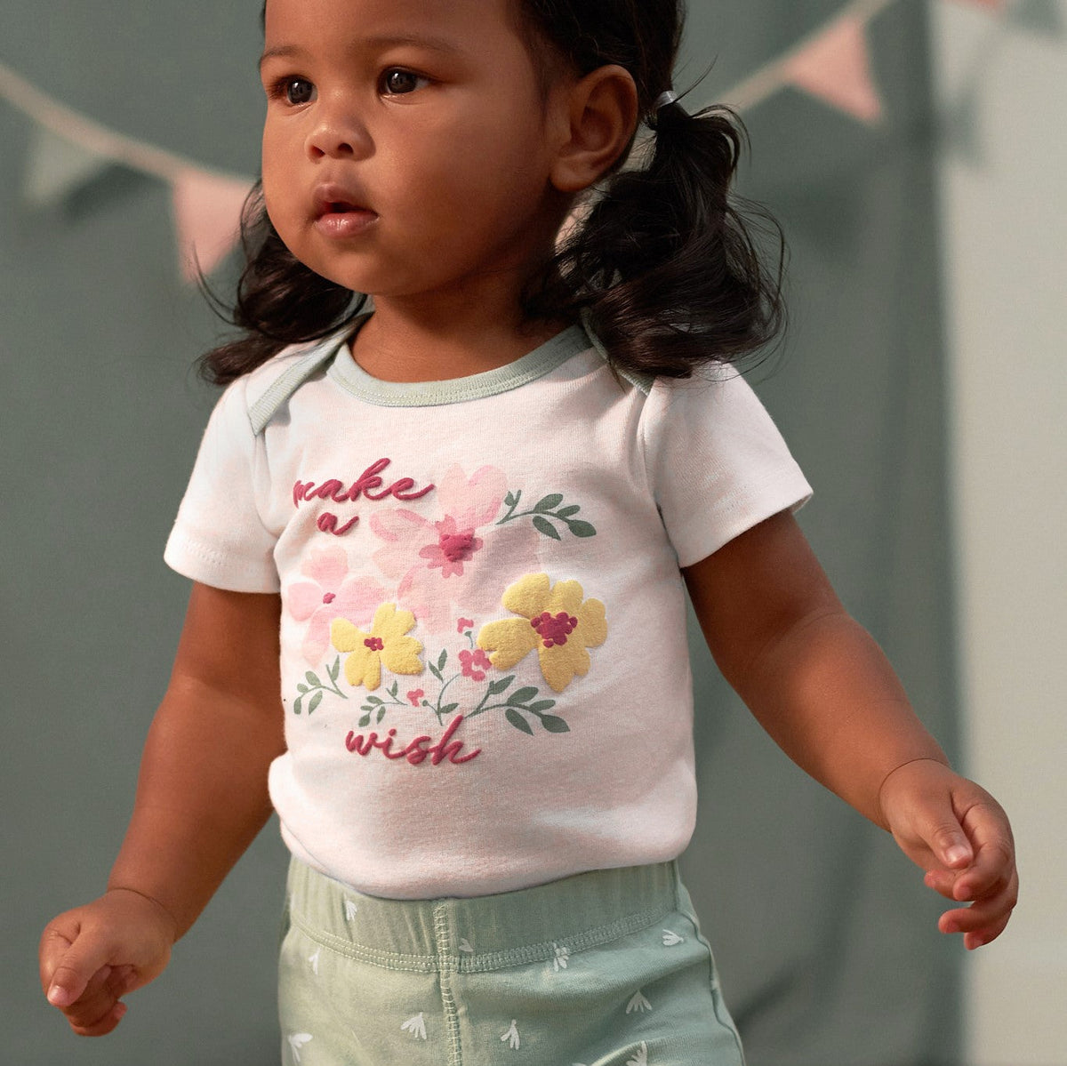 3-Piece Baby Girls Bunny Onesies Bodysuits and Pants Set, view 3
