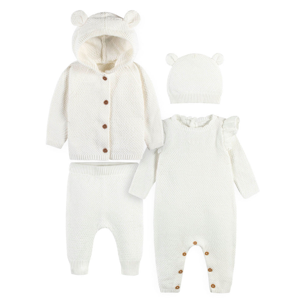 Modern Moments by Gerber 4-Piece Baby Girls Ivory Sweater Knit Bundle