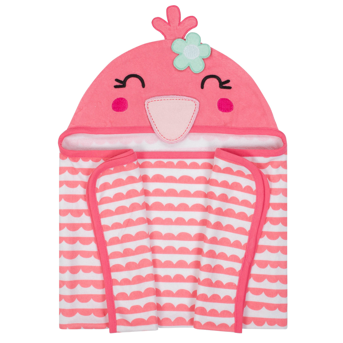 Baby Girls' Flamingo Terry Hooded Bath Wrap