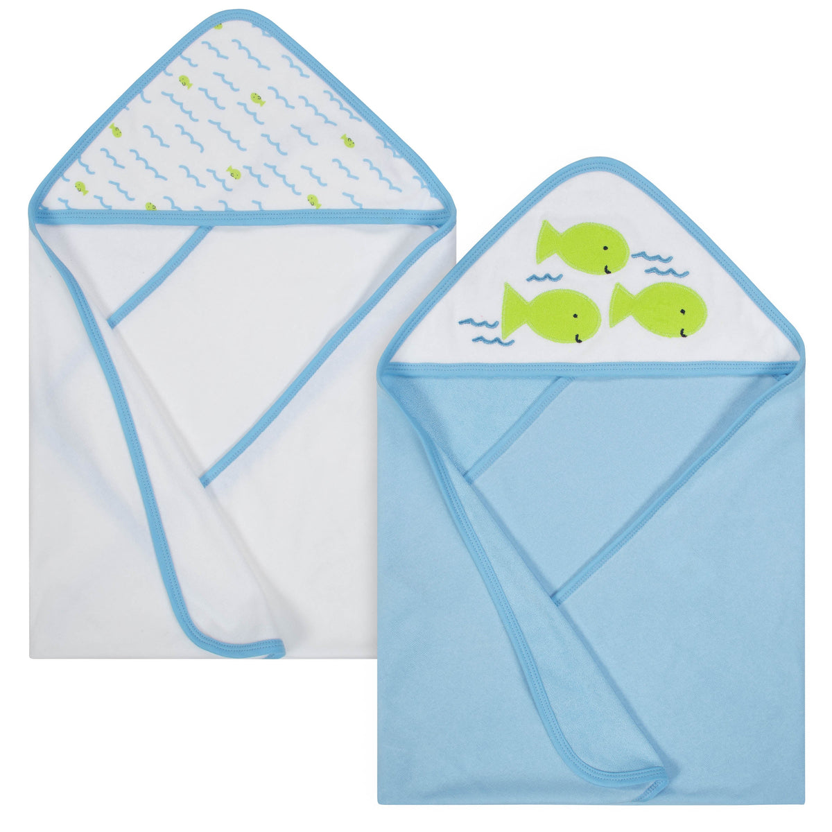 2-Pack Baby Boys' Fish Terry Hooded Bath Towels
