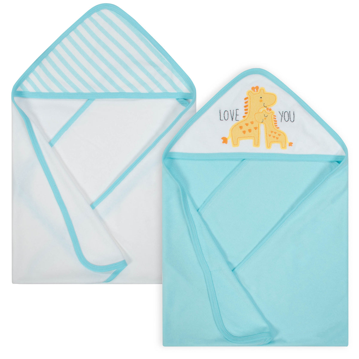 2-Pack Baby Boys' Giraffe Terry Hooded Bath Towels
