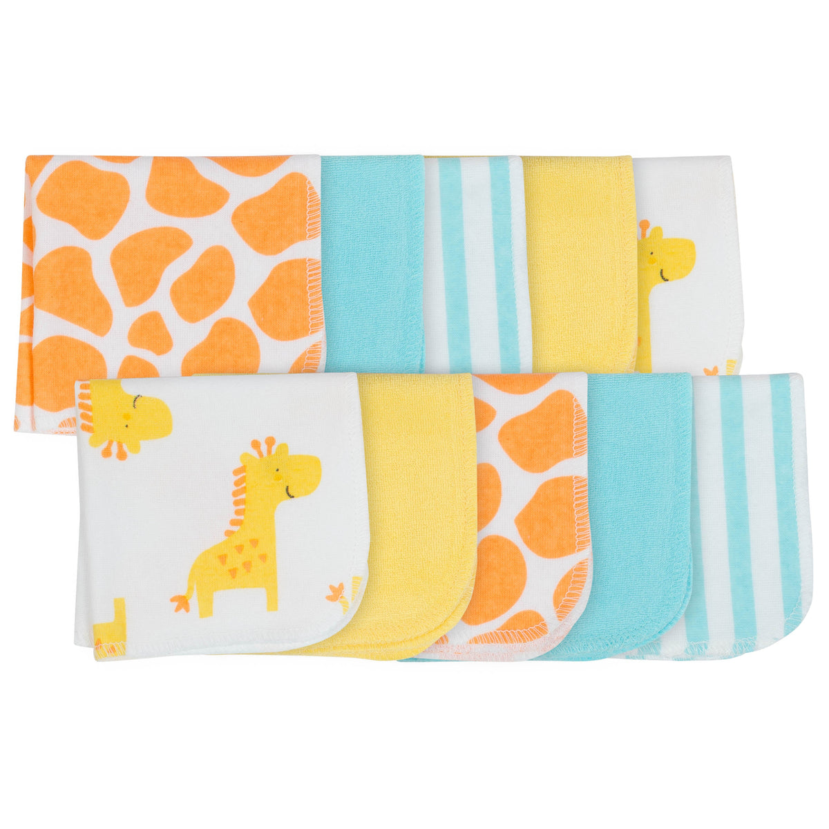 10-Pack Baby Boys' Giraffe Terry Washcloths