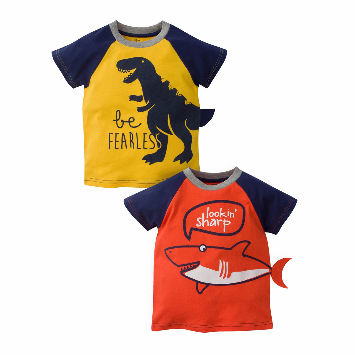 2-Pack Infant & Toddler Boys Dino and Shark Short Sleeve Tops