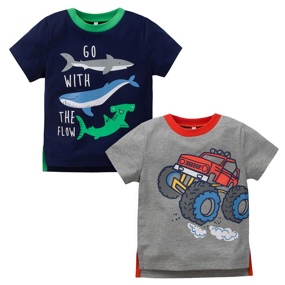 2-Pack Infant & Toddler Boys Shark and Truck Short Sleeve Tops