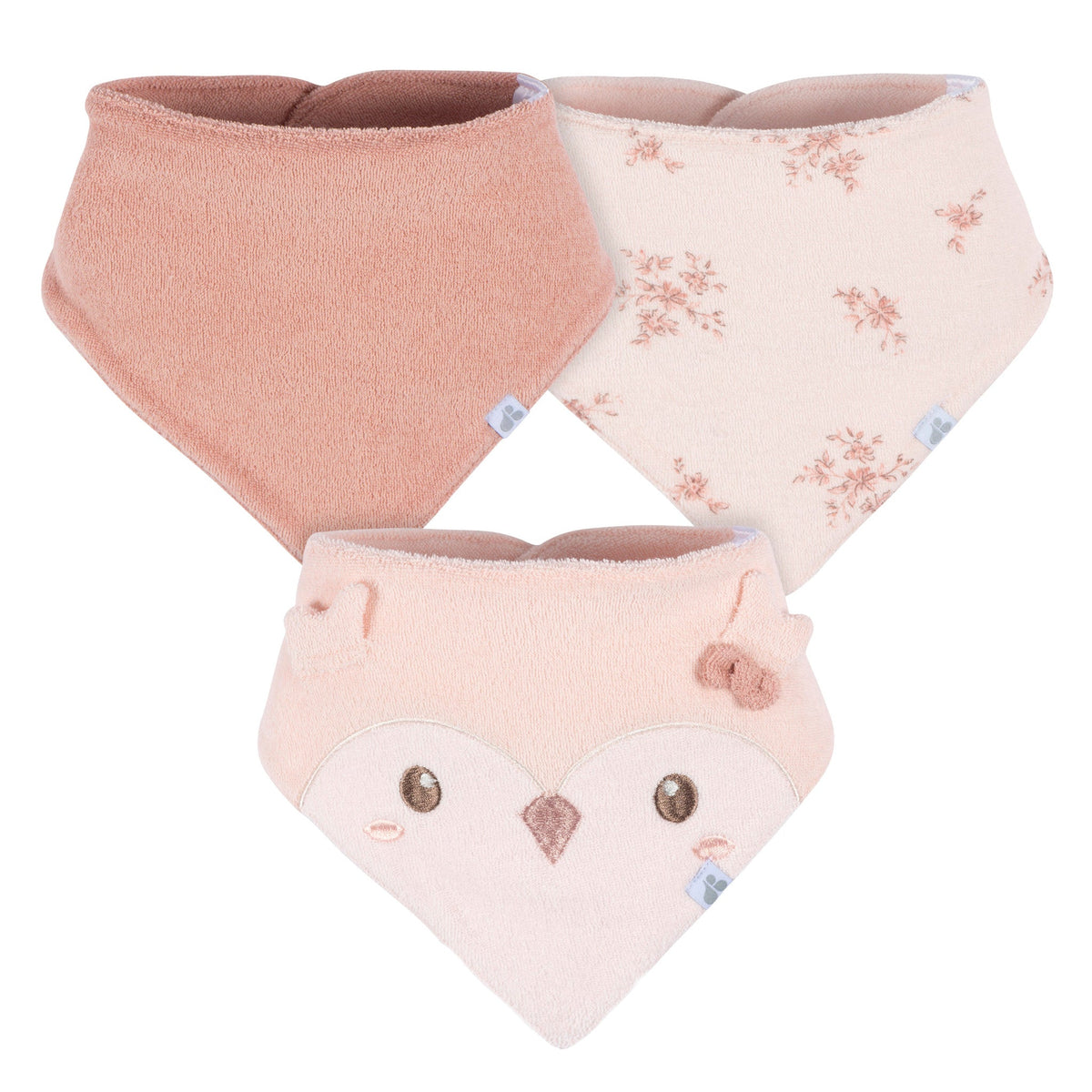 3-Pack Baby Girls Pink Bandana Bib