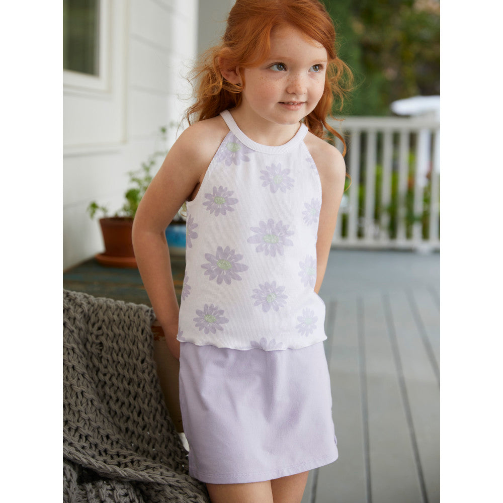 4-Piece Baby & Toddler Girls Purple Daisies Tanks, Skort & Shorts Set, lifestyle photo 1