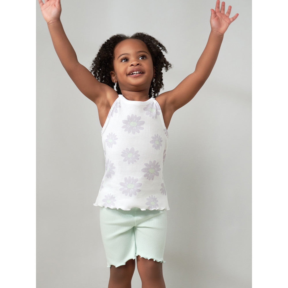 4-Piece Baby & Toddler Girls Purple Daisies Tanks, Skort & Shorts Set, lifestyle photo 2