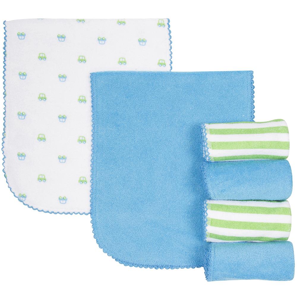 6-Pack Boys Cars Themed Terry Burp Cloths