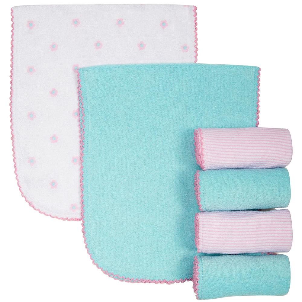 6-Pack Girls Pink Print Terry Burp Cloths