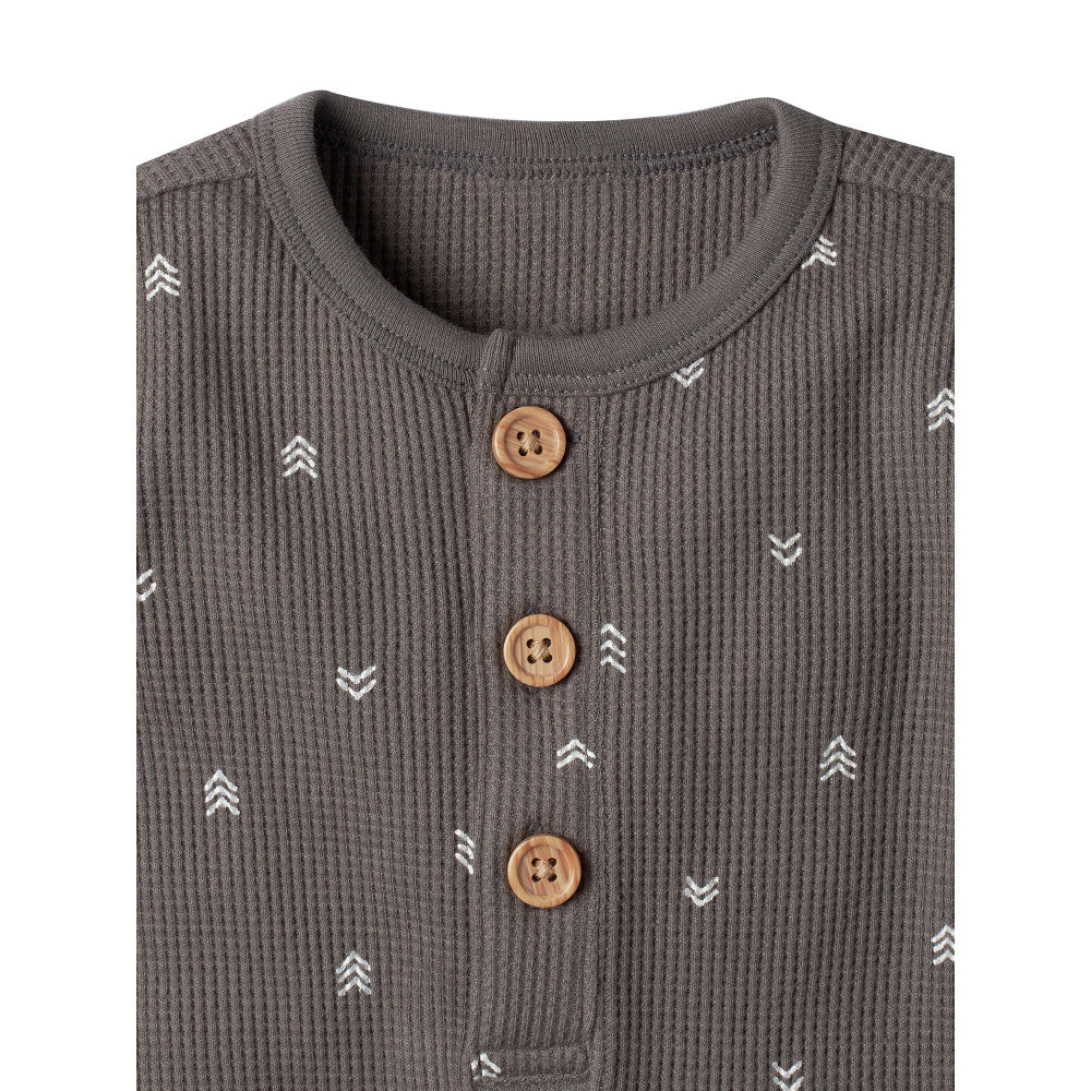 Modern Moments by Gerber 2-Pack Baby Boys Charcoal/Olive Romper, close-up detail 1