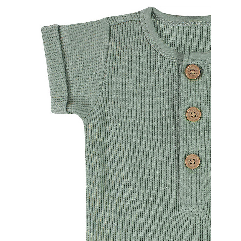 Modern Moments by Gerber 2-Pack Baby Boys Charcoal/Olive Romper, close-up detail 3