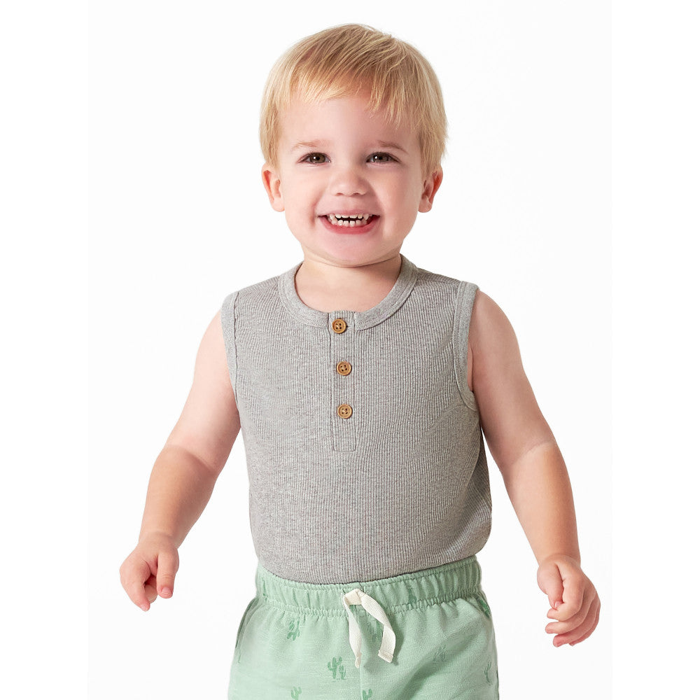 Modern Moments by Gerber 4-Piece Baby Boys Green Onesies Bodysuits and Shorts Set, lifestyle photo 1
