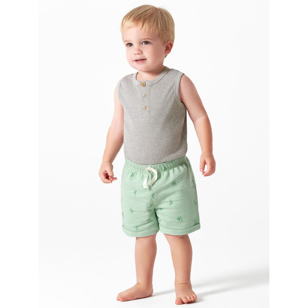 Modern Moments by Gerber 4-Piece Baby Boys Green Onesies Bodysuits and Shorts Set, lifestyle photo 4