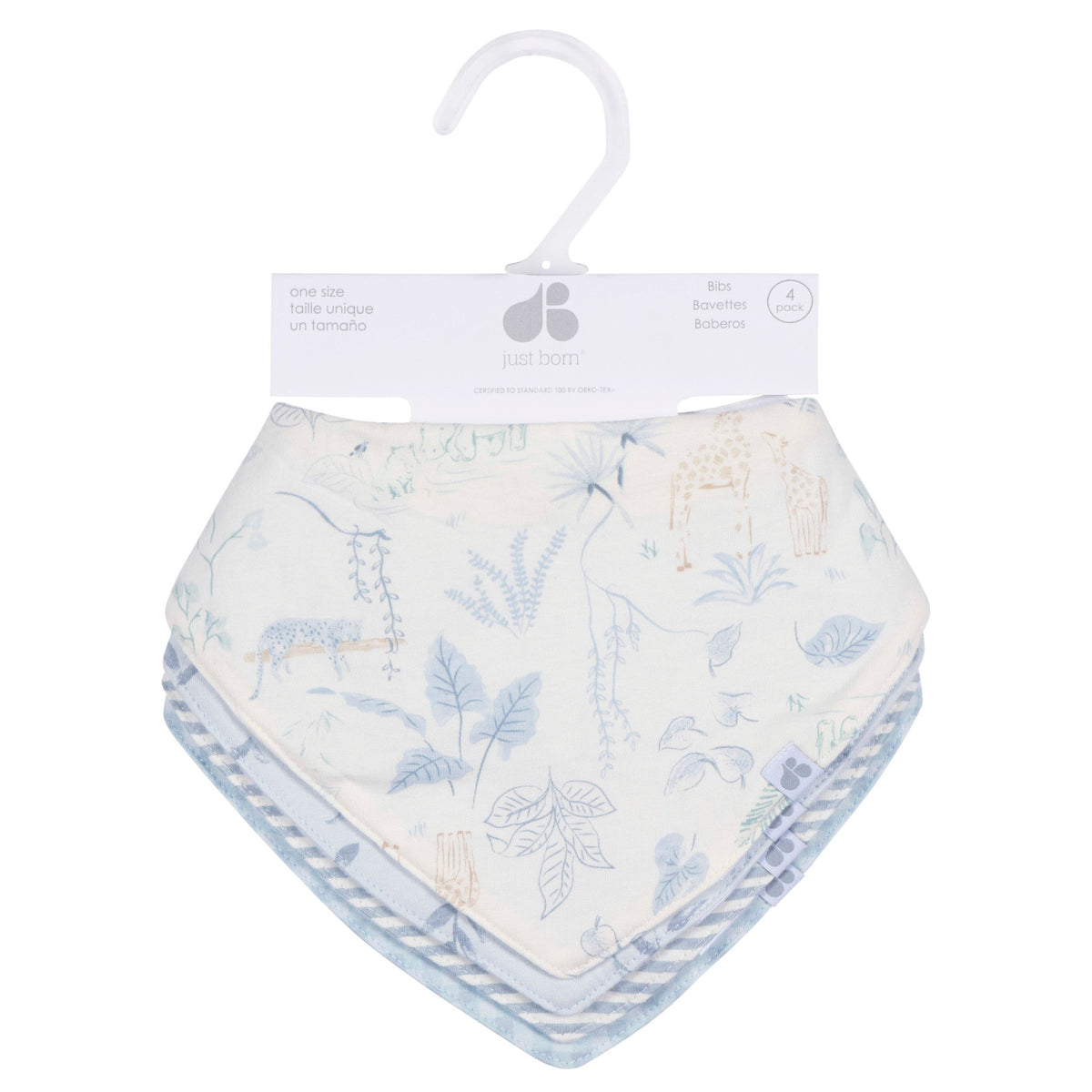 4-Pack Baby Boys Multi Blues Bandana Bib, view 6
