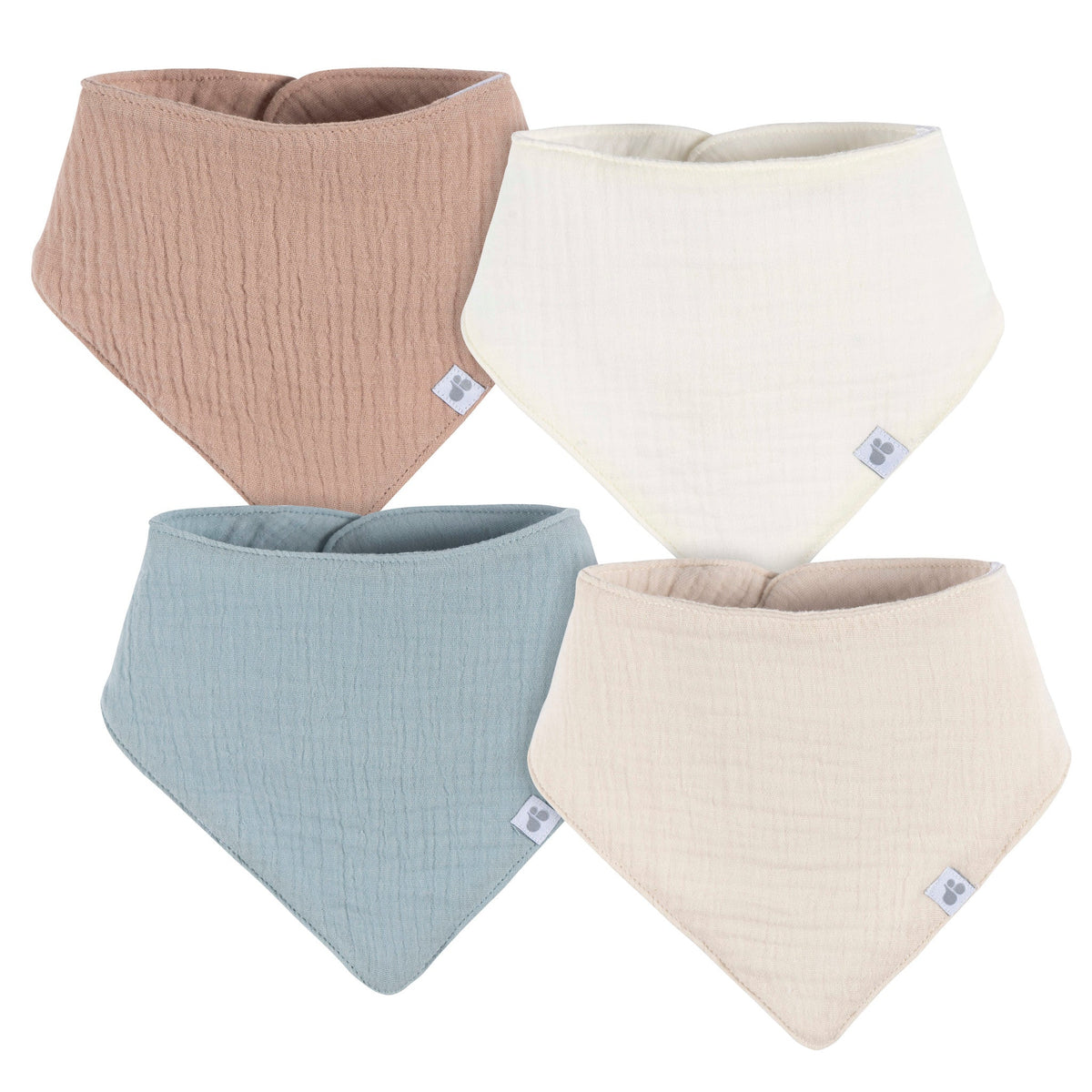 4-Pack Baby Neutral Brown Multi Bandana Bib