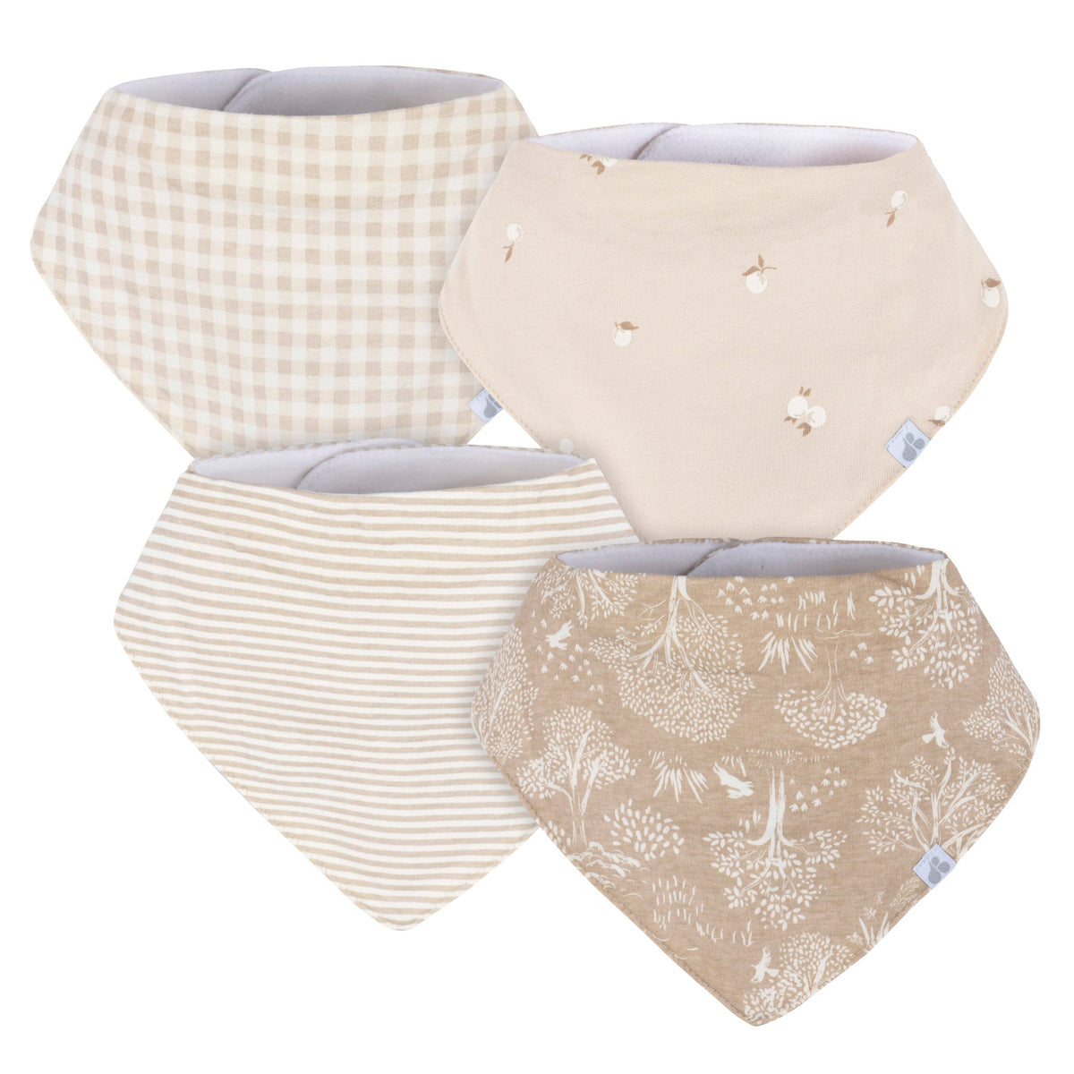 4-Pack Baby Neutral Multi Tan Bandana Bib