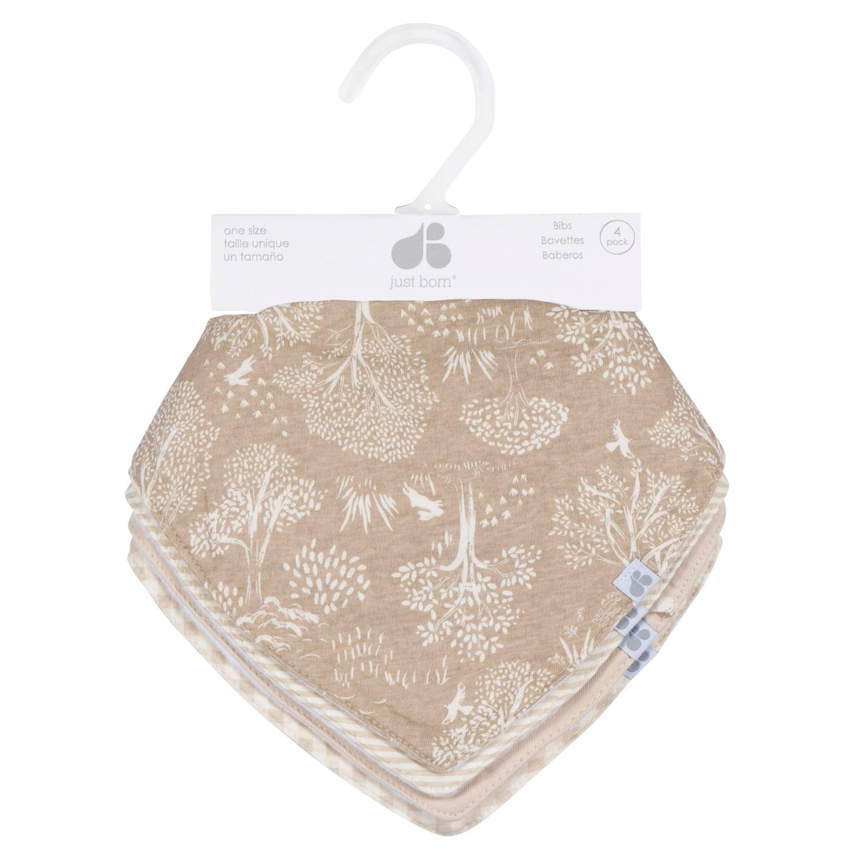 4-Pack Baby Neutral Multi Tan Bandana Bib, view 6