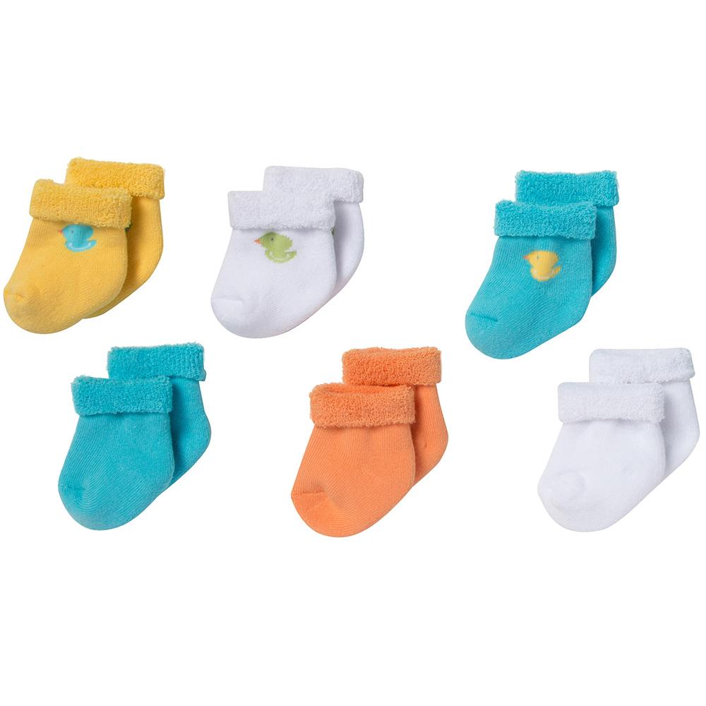 6-Pack Neutral Yellow Duck Terry Socks
