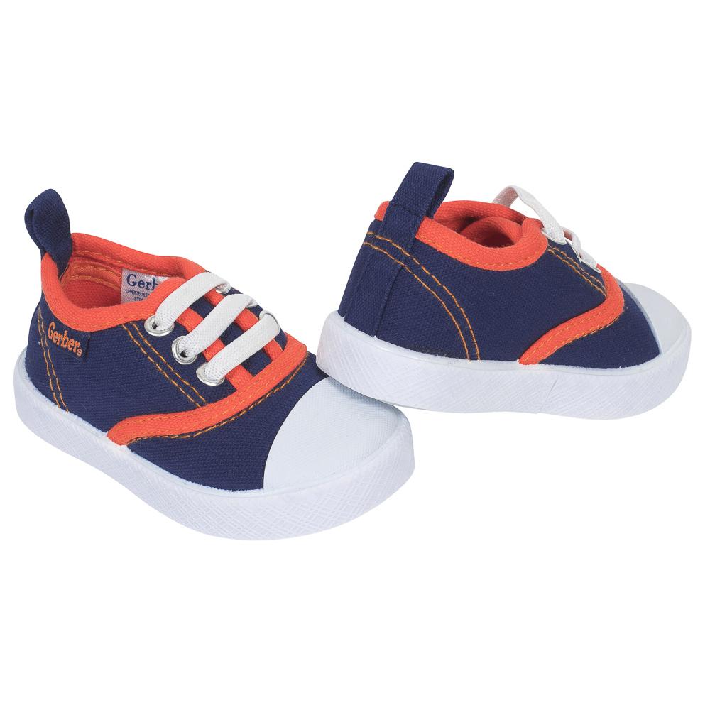 Baby Boys' Canvas Lace Up Sneaker, Navy, view 2