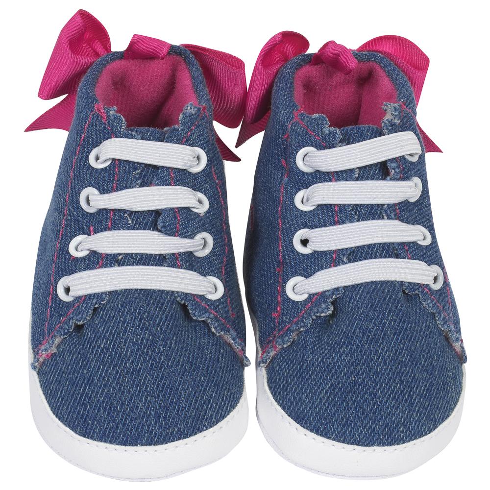 Baby Girls' Chambray High Top Sneaker, Hot Pink Bow