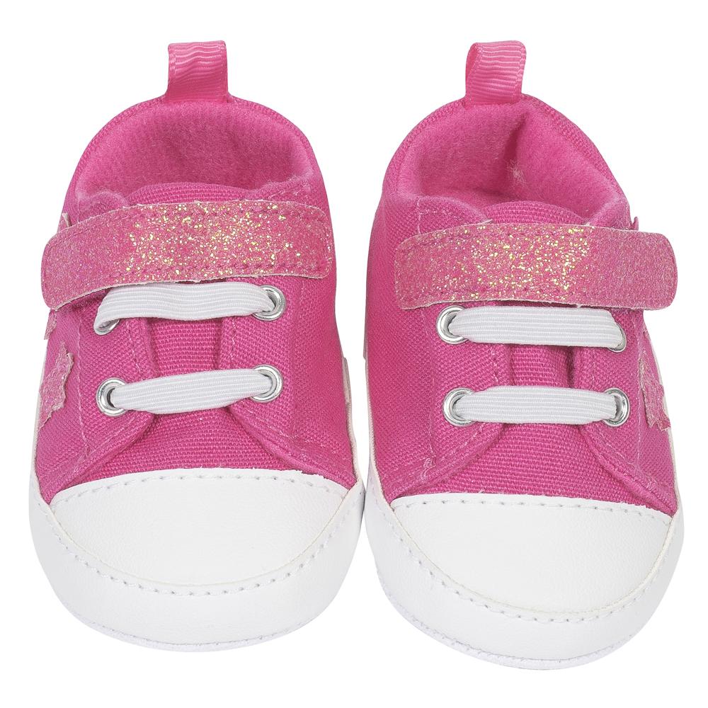 Baby Girls' Hot Pink Low Top Sneaker, Star Applique