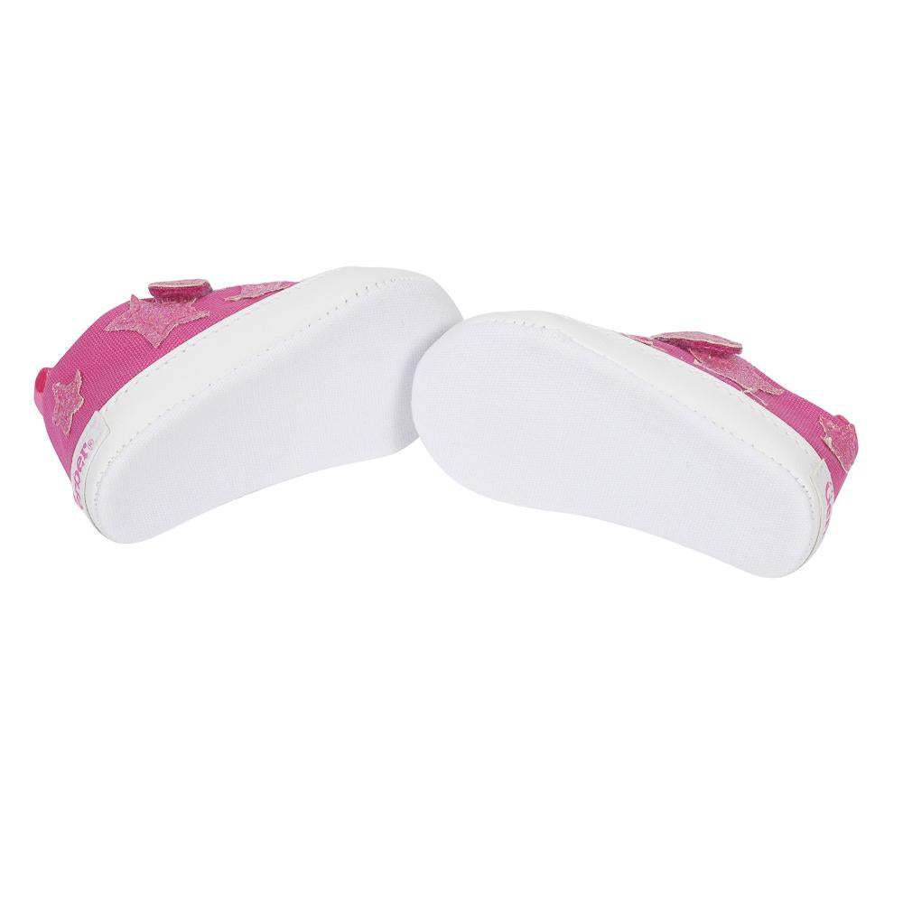 Baby Girls' Hot Pink Low Top Sneaker, Star Applique, view 3