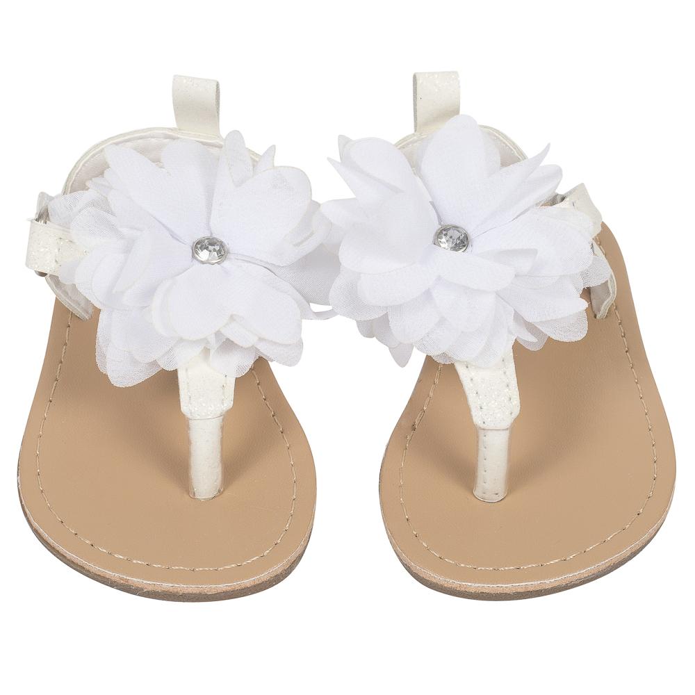 Baby Girls’ Hard-sole Sandal, Iridescent Glitter and Flower