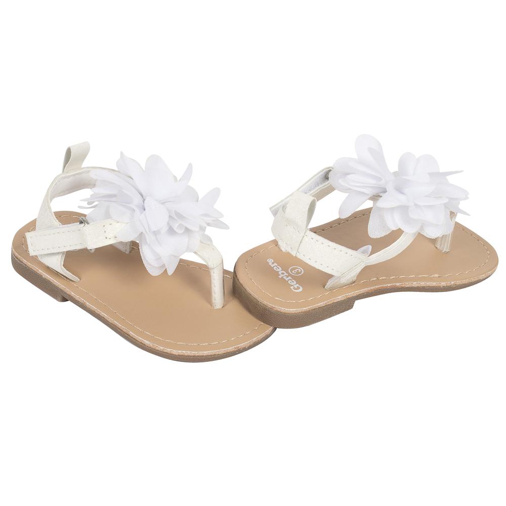 Baby Girls’ Hard-sole Sandal, Iridescent Glitter and Flower, view 2