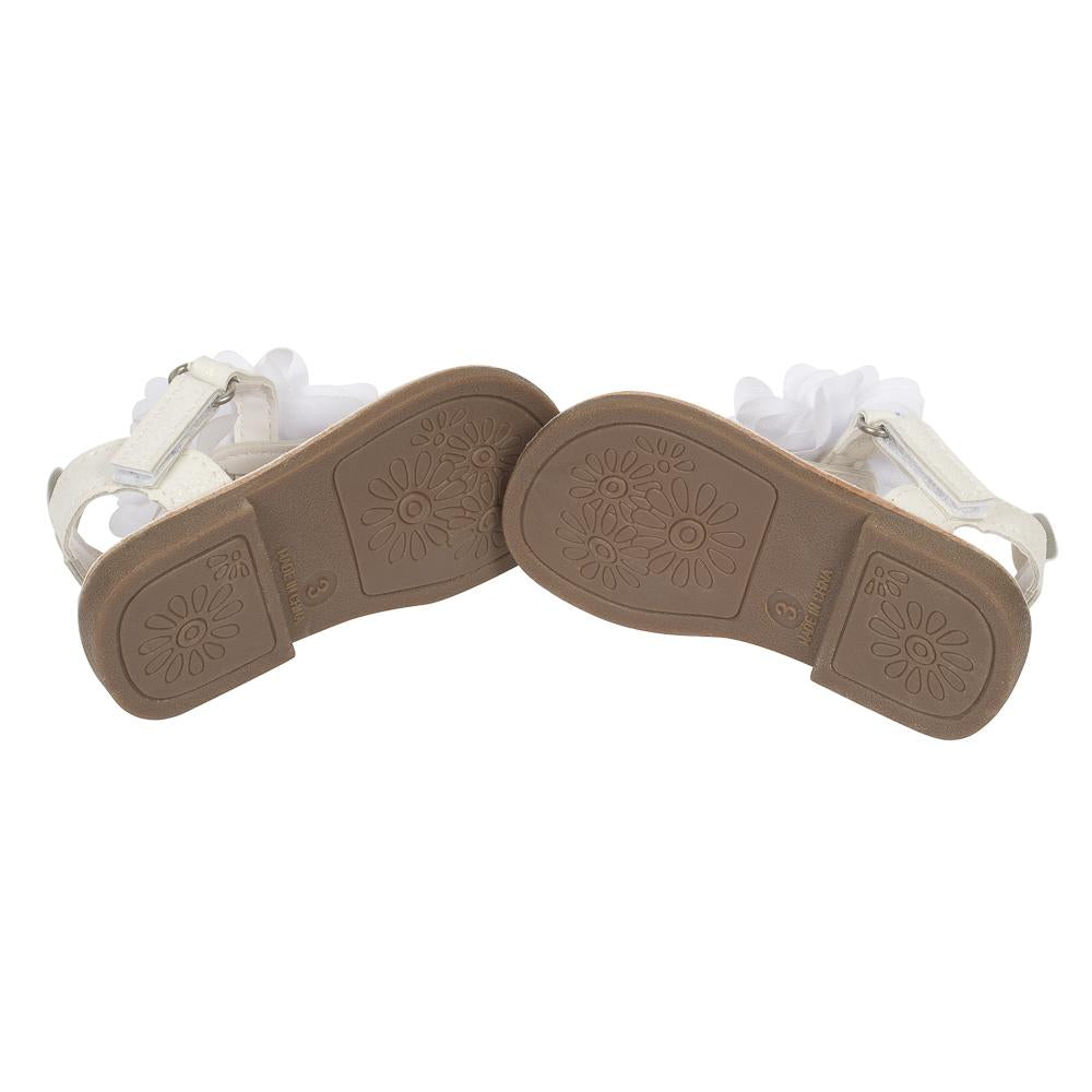 Baby Girls’ Hard-sole Sandal, Iridescent Glitter and Flower, view 3