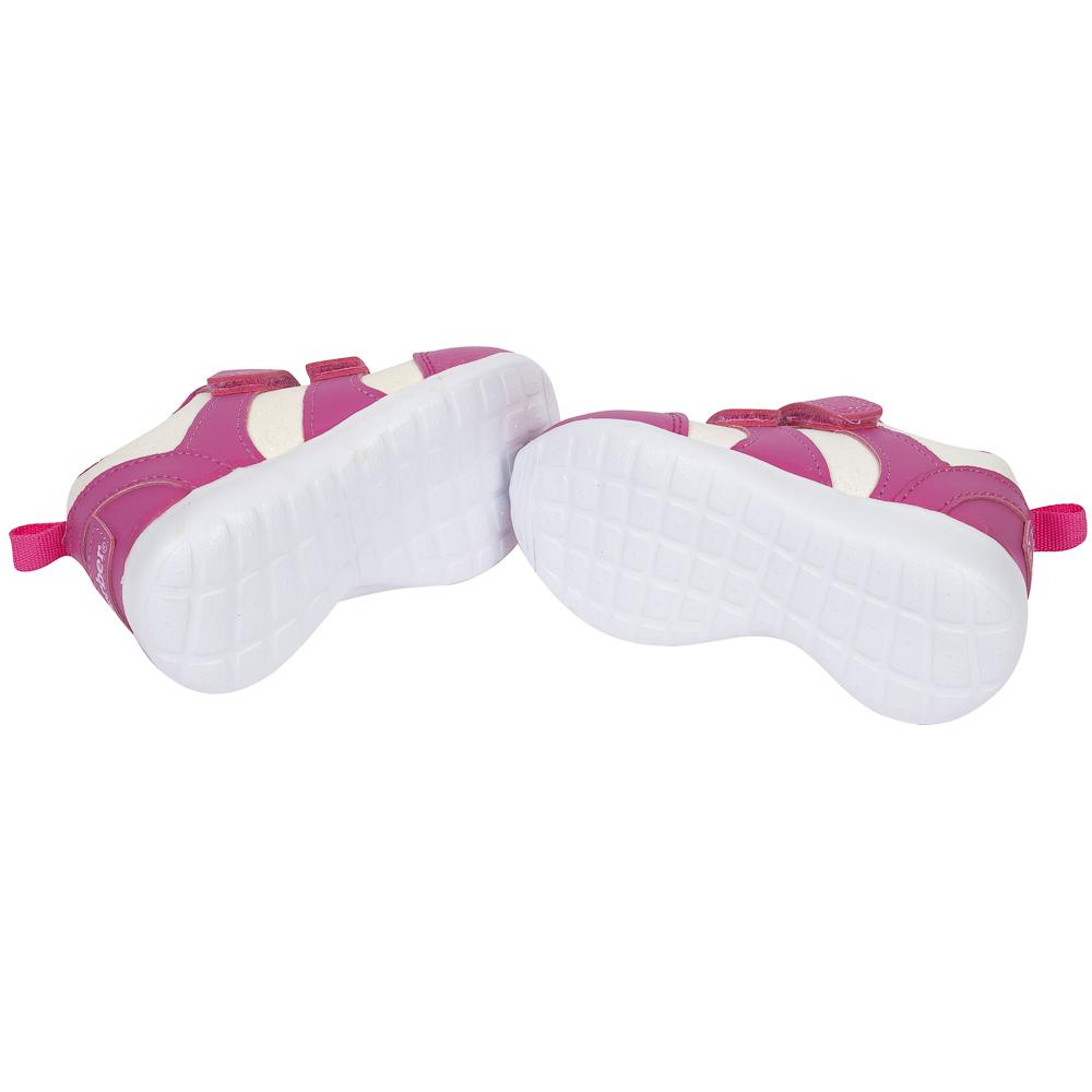 Baby Girls’ Mesh Velcro Sneaker, White and Hot Pink, view 3